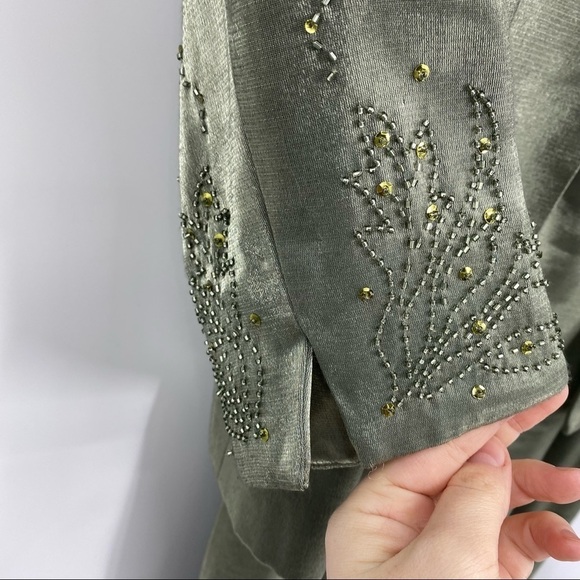 Alex Evenings Beaded Midi Dress Jacket Set Green Size 10 - Picture 11 of 16